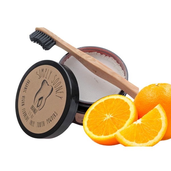 Simply Sooney Remineralizing Orange I Organic Ingredients I Xylitol for Cavities I Vegan Cruelty Free Formula I Fluoride and Glycerin Free Mineral Tooth Powder (1.5 oz BPA Free Plastic Jar)