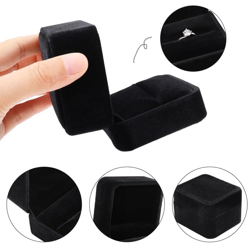 Classic Velvet Couple Double Ring Box Earring Jewelry Case Gift
