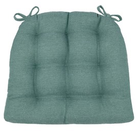 Barnett Home Decor Bravo Seaglass Dining Chair Pad with Ties - 15 x 17 Size Standard Chair Cushion - Reversible, Latex Foam Fill Cushion, Machine Washable (Aqua)