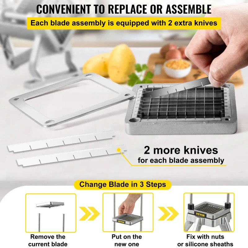 Replacement 1/2 Inch Stainless Steel Dicer Parts 3 PCS French