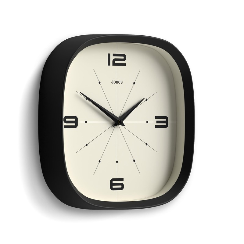 JONES CLOCKS® Pulsar Wall Clock | Retro Rounded Square Clock