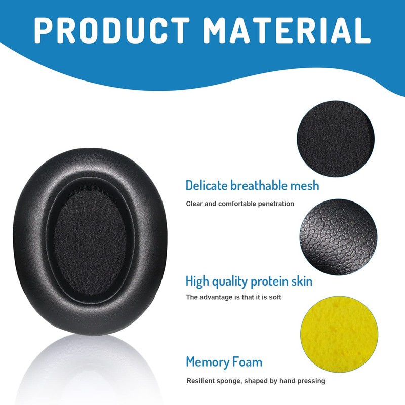 Adhiper WH-XB910N Ohrpolster Kompatibel mit Sony WH-XB910N Kabellosen Kopfhörern, Protein-Leder-Memory-Schaum-Ohrpolster