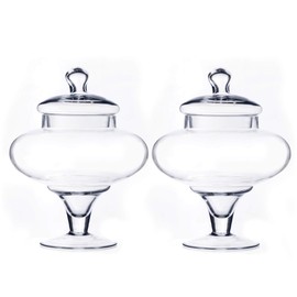 CYS EXCEL 10" Glass Apothecary Jars (Pack of 2) | Decorative Candy Buffet Jar Sets | Elegant Glass Storage Containers