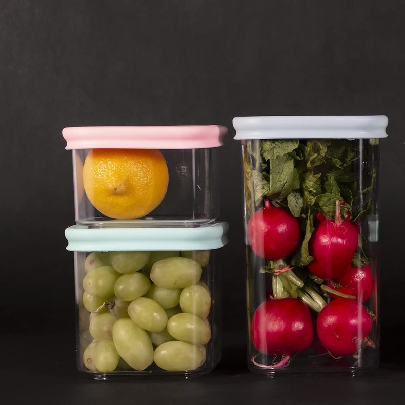 PrepSealer PrepCube Food Canister Silicon Lid Container - 3PC Set,