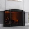 FireBeauty Fireplace Screen 3 Panel Wrought Iron Black Metal 48"(L)
