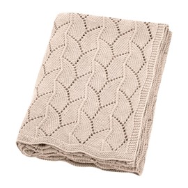 Loyfoky Baby Blanket Cellular 100% Cotton Breathable Cot & Pram Blanket for Newborns Boy Girl,Swaddle,Nursery Camel 100x80cm