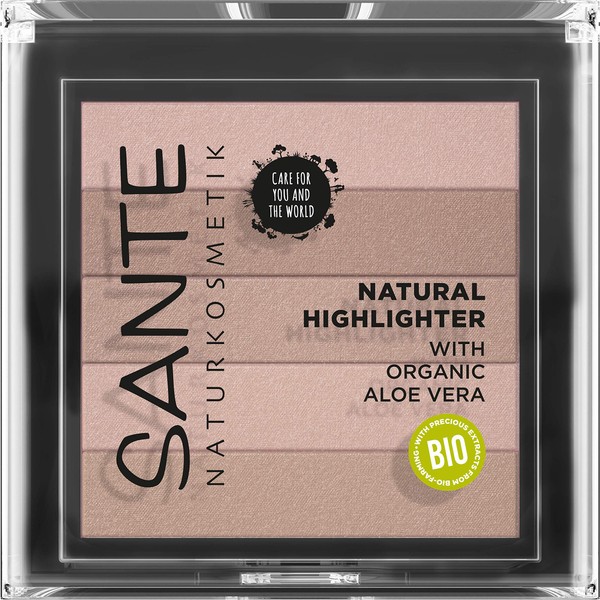 SANTE Naturkosmetik Natural Highlighter 01 Nude, Bronzer, with Light-Reflective Shimmer Pigments for Radiant Highlights, Natural Glow, with Valuable Organic Extracts & Macadamia Oil, Vegan, 7 g