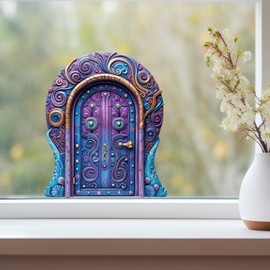 Magical Purple Wizard Fantasy Fairy Door - Fairy Door Wall Sticker