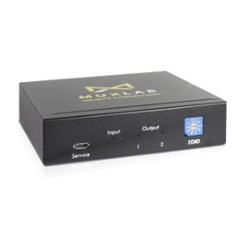 MuxLab 1x2 HDMI Splitter | 1 in 2 Out| 4K@60HZ | 4:4:4 | HDR | HDMI 2.0 | HDCP 2.2 | TrueHD | Dolby Atmos | DTS:X | Use with 4K HDR Monitor for boardroom, Auditorium, Gaming, Digital Signage