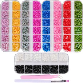 editTime 10500 piezas de perlas de imitación de media parte trasera plana con pinzas de recogida y cepillo para arte de uñas, maquillaje, ropa, zapatos, álbumes de recortes, manualidades