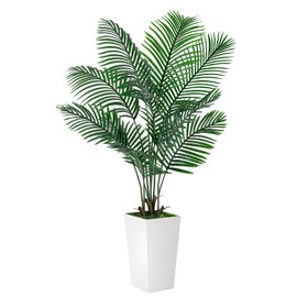 VIVATREES Palm Tree 5FT Artificial, 60in Tall Faux Palm Tree with 15.7 White Planter, Fake Potted Tree for Indoor & Outdoor Home Office Decor