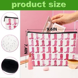 2pcs Pink Cowboy Boots Makeup Bag Hot Pink Cowgirls Cosmetic Bags Cowboy Boots for Women Makeup Bag, Cowgirls Gifts for Women Sisters Friends Birthday Gift, Toiletry Zipper Pouch