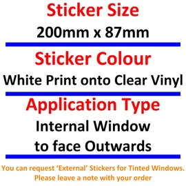 2 x VEHICLE Stickers No Eating Drinking Smoking Vaping Signs CCTV Fitted Security Protection Health and Safety Window Minicab Minibus Cab Van Bus Truck Notice Reverse 200x87mm White On Clear LARGE