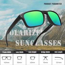 Ninesun Polarized Sunglasses for Men TR90 Frame Lightweight Sun Glasses with UV400 Protection for Driving Fishing Running B1 (Black/Blue/Green)