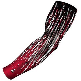 Red Compression Sun Sleeve For Women Men Youth Kids - Golf Basketball Baseball Football Driving Running Gardening - UV Sleeves - Elbow Support - Tattoo Cover Up - Tennis Elbow - Bicep Forearm