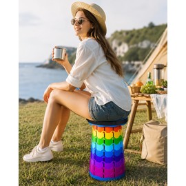Adjustable Telescoping Folding Stool for Camping – Lightweight Portable Seat for Fishing, Travel, Beach and Home Use