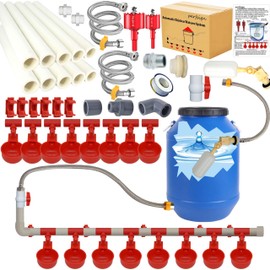 Complete Set Pipeline Automatic Chicken Waterer System(58 Accessories Included)Chicken Water Cups, Chicken Waters,Poultry Waterer,Chicken Watering System,with PVC Pipeline,Float Valve and Garden Hose