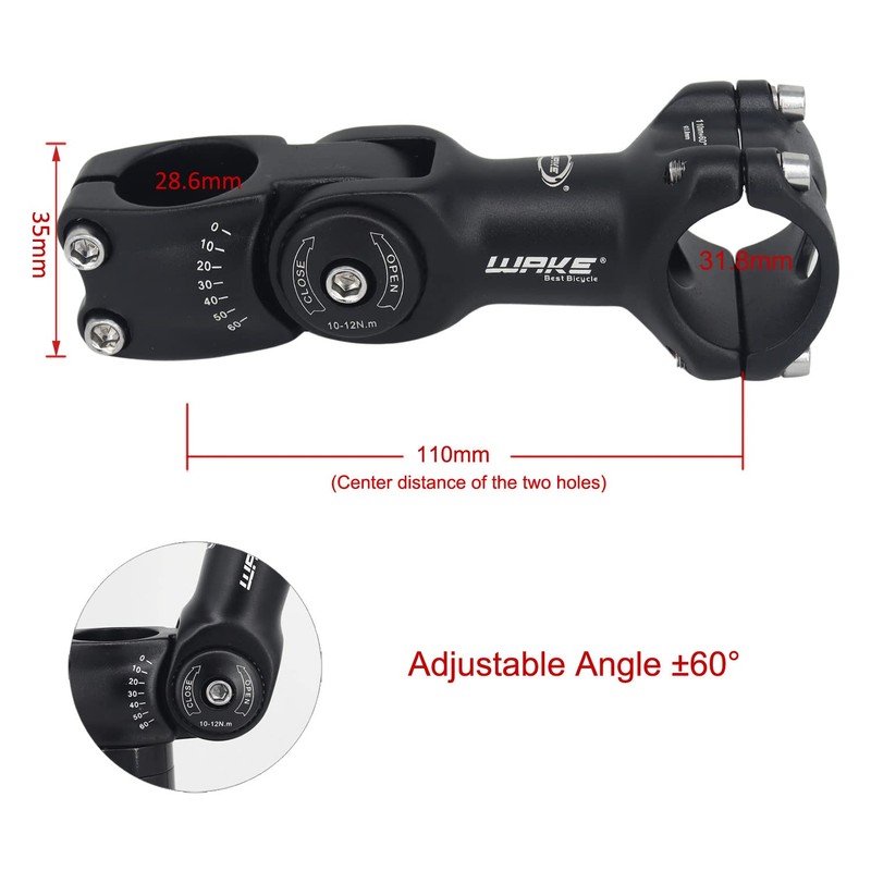 BSSOK Bicycle Stem Adjustable 31.8 mm/25.4 mm Handlebar Riser Bicycle