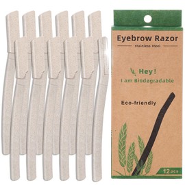 12 Pcs Dermaplaning Blades for Face, Portable Facial Hair Remover with Protective Cover Biodegradable Face Razors for Women and Men (5.9 Inches)