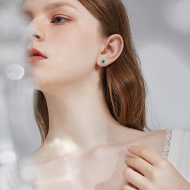 JFASHOP Starfish Earrings for Women 925 Sterling Silver Starfish Turquoise Stud Earrings Hypoallergenic Animal Earrings Beach Starfish Jewellery Mother's Day Gifts Valentine's Day for Girls, Silver,