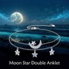 YAFEINI Moon Star Layered Anklet for Women 925 Sterling Silver