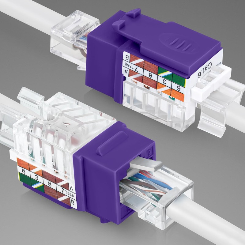 Everest Media Solutions 45° Angled CAT6 Keystone Jack in Purple