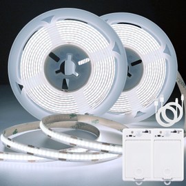 OMIKA COB Motion Sensor Stair Strip Lights,6.56ft 640LEDs Closet Lights, Upgraded Battery Operated LED Strip Light for for Bed, Pantry, Shelves, Cabinet, Locker,6000K Cool White,2 Pack