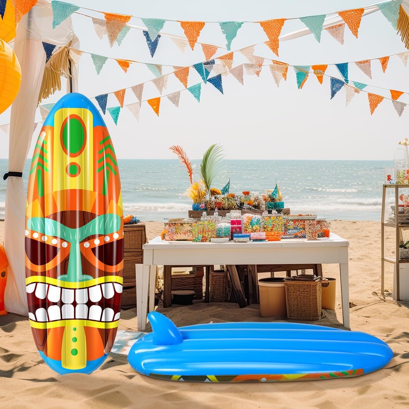 Hollowfly 2 Pcs Tiki Inflatable Surfboard Hawaiian Surfboard Inflate 5ft