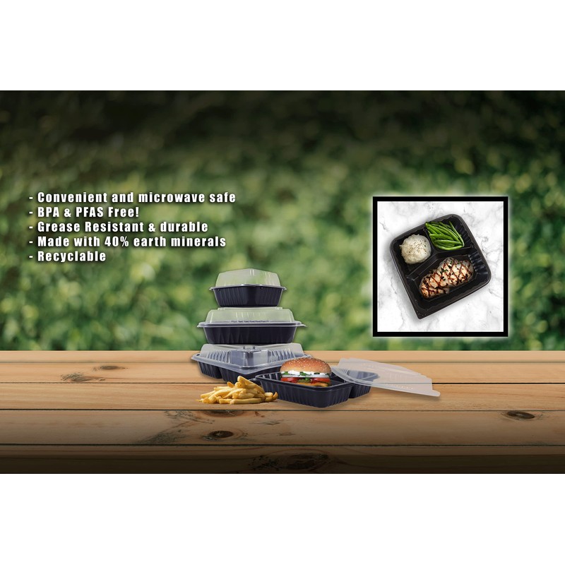 ecopax 75 Sets PP Pebble Box Serving Tray and Vented