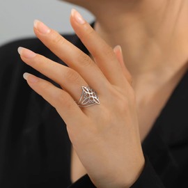 SIPURIS Witches Knot Celtic Knot Ring Witchcraft Stainless Steel Geometric Wiccan Finger Rings Wedding Band Stackable Jewelry for Women Men (10, Sliver)