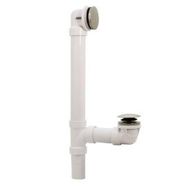Westbrass A493244H-07 12" & 4" Bath Waste & Overflow Assembly with Tip-Toe Drain Plug and Illusionary Faceplate-SCH. 40 PVC Pipe, Satin Nickel