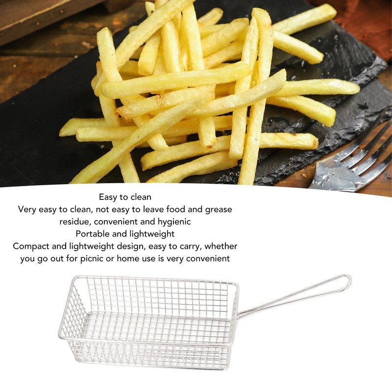 Stainless Steel Deep Fryer Basket with Long Handle Multifunction Easy