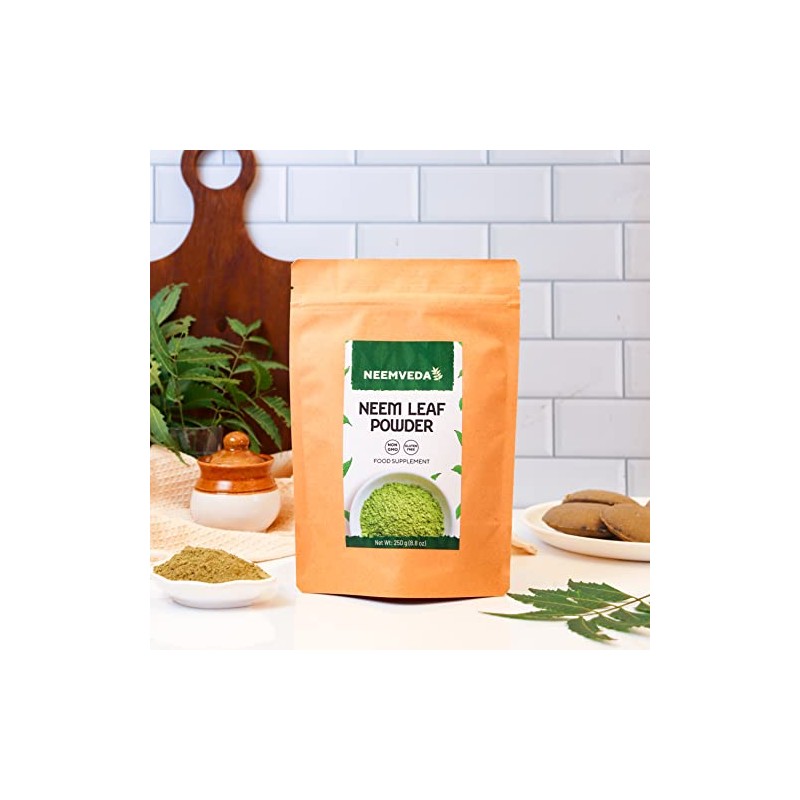 Neemveda Neem Leaf Powder (Azadirachta Indica) for Eating, Organically Grown