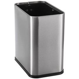 Coloch Small Metal Trash Can, 2.6 Gallon(10L) Slim Size Wastebasket for Narrow Spaces Stainless Steel Garbage Bin Silver Invisi-Overlap Open Top Rubbish Bin for Bedroom, Bedroom, Toilet, Undersink
