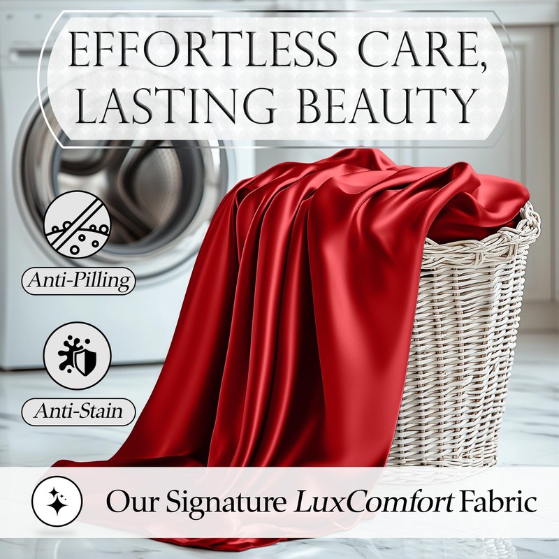 DECOLURE Satin Bed Sheets - 4 Piece Luxury Silky Queen