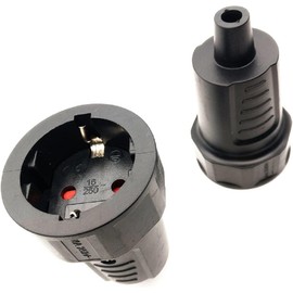 (2 Pack) Toptekits EU Schuko French Germany 4.8mm Pin DIY Rewireable Power Socket Female Adaptor (Black, Straight Schuko Female)