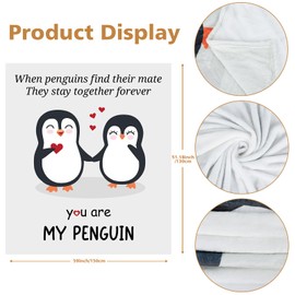 Lemicin Penguin Gift Throw Blanket - Gifts for Him Her Valentines Blanket for Girlfriend Boyfriend for Wife Husband Romantic Wedding Presents for Couple 51 x 59 Inch