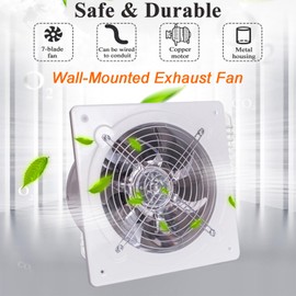 ACEDUROBLA 6'' Wall Mounted Exhaust Fan, 460CFM Metal Iron Ventilation Extractor, Silence Anti-backflow Check Valve Window and Wall Mount Vent Fans for Ceiling Kitchen Bathroom Attic Grow Tent Garage