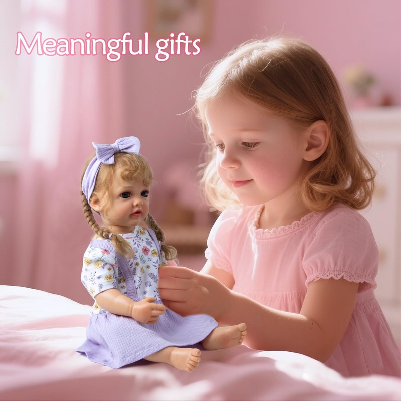 Baby Doll Clothes Floral Dress + Bow Headband Girl Doll