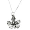 LGU Sterling Silver Oxidized One Sided Hibiscus Flower Charm Pendant