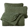 Chezmoi Collection Corduroy Queen Quilt Set Olive Green, 3-Piece Luxury