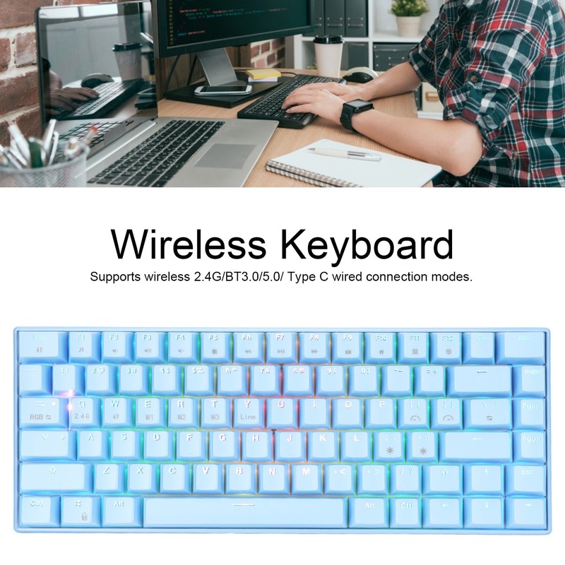Mechanical Keyboard 82 Keys RGB Three Modes Support Wireless 2.4G