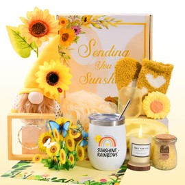 CUTEUP Gifts Baskets for Women - Sunflower Birthday Gifts Get Well Soon Gifts Basket Self Care Package After Surgery Gift Box Thinking of You Gift Box Yellow Sunshine Unique Gift Basket for Women