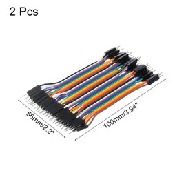 sourcing map Male to Male 40Pin Breadboard Jumper Wire 2.54mm Pitch Ribbon Cable 10cm Long Electronics Breadboard Ribbon Cables for Breadboard Electronic Projects Pack of 2
