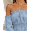 ZESICA Women's 2025 Boho Sexy Off Shoulder Long Sleeve Smocked