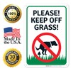 Please Keep Off Grass Sign, 10x7 Inches, Rust Free .040