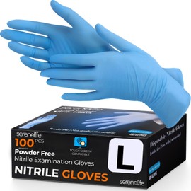 SereneLife Soft Industrial Gloves, Nitrile and Vinyl Gloves, Powder-Free, Textured Grip, Ideal for Cleaning, Food Service, Automotive, Household Work