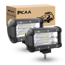 PICAA LED Work Light 2 x 5 Inch 13.5 cm 72 W 7D LED Light Bar 12 V 24 V 6000 K LED Additional Headlight Bar Flood LED Work Light Bar for SUV Off-Road ATV UTV Tractor 4 x 4 Car