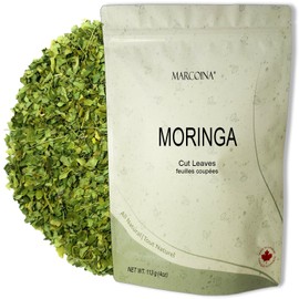 Marcoina Moringa Leaves Herbal Tea - Caffeine-Free, Cut Leaf, 113g(4oz), Origin from India, Premium Quality, in Resealable Bag, Kosher, Vegetarian, Vegan, Non-GMO