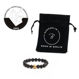 BERGERLIN Genuine Natural Stone Ring with Gold Pearl – Ring for Men and Women – Certification of Authenticity, Natural stone, natural stone